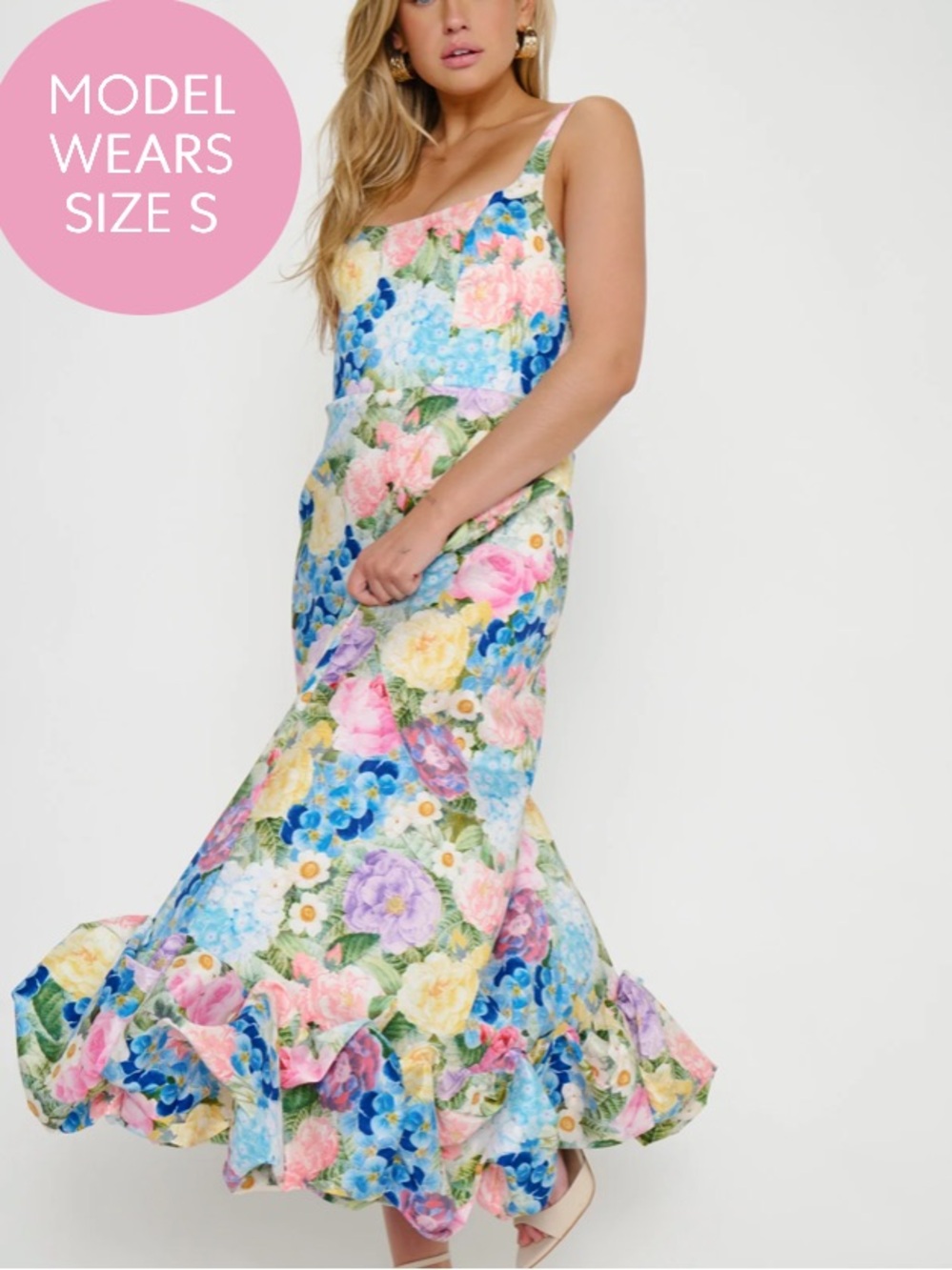 Show Me Your Mumu Rebecca Midi Floral Dress Taffeta Large 🌸🌼🪻